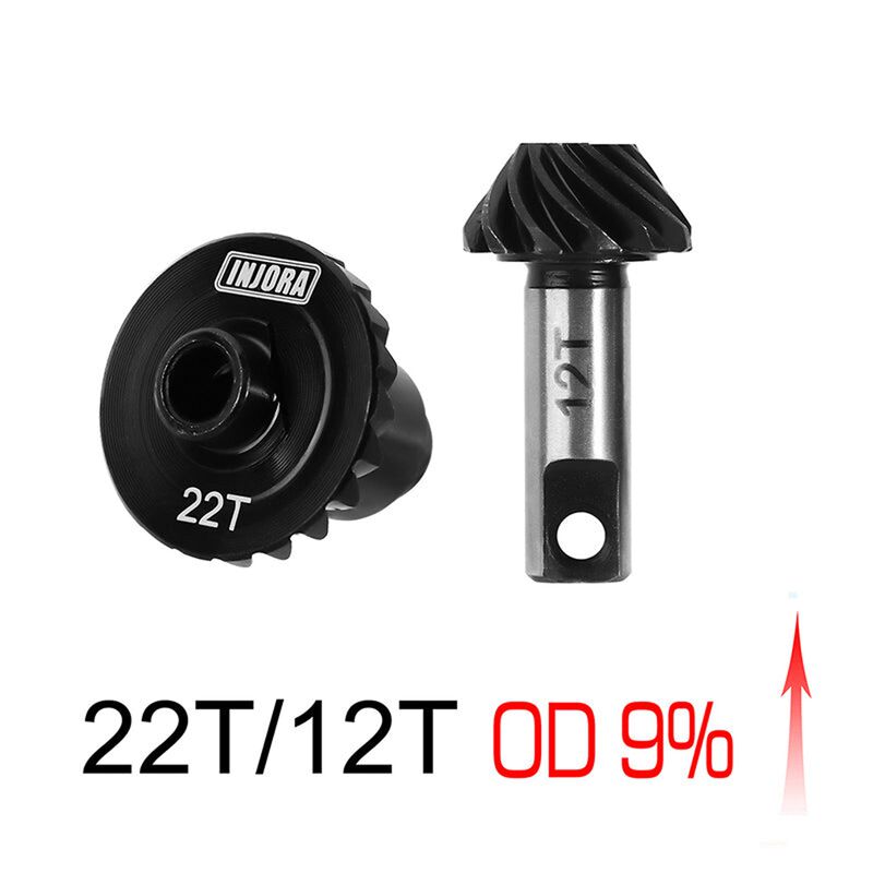 INJORA 22T/12T Steel Overdrive Helical Differential Gears, 1/18 Traxxas TRX-4M