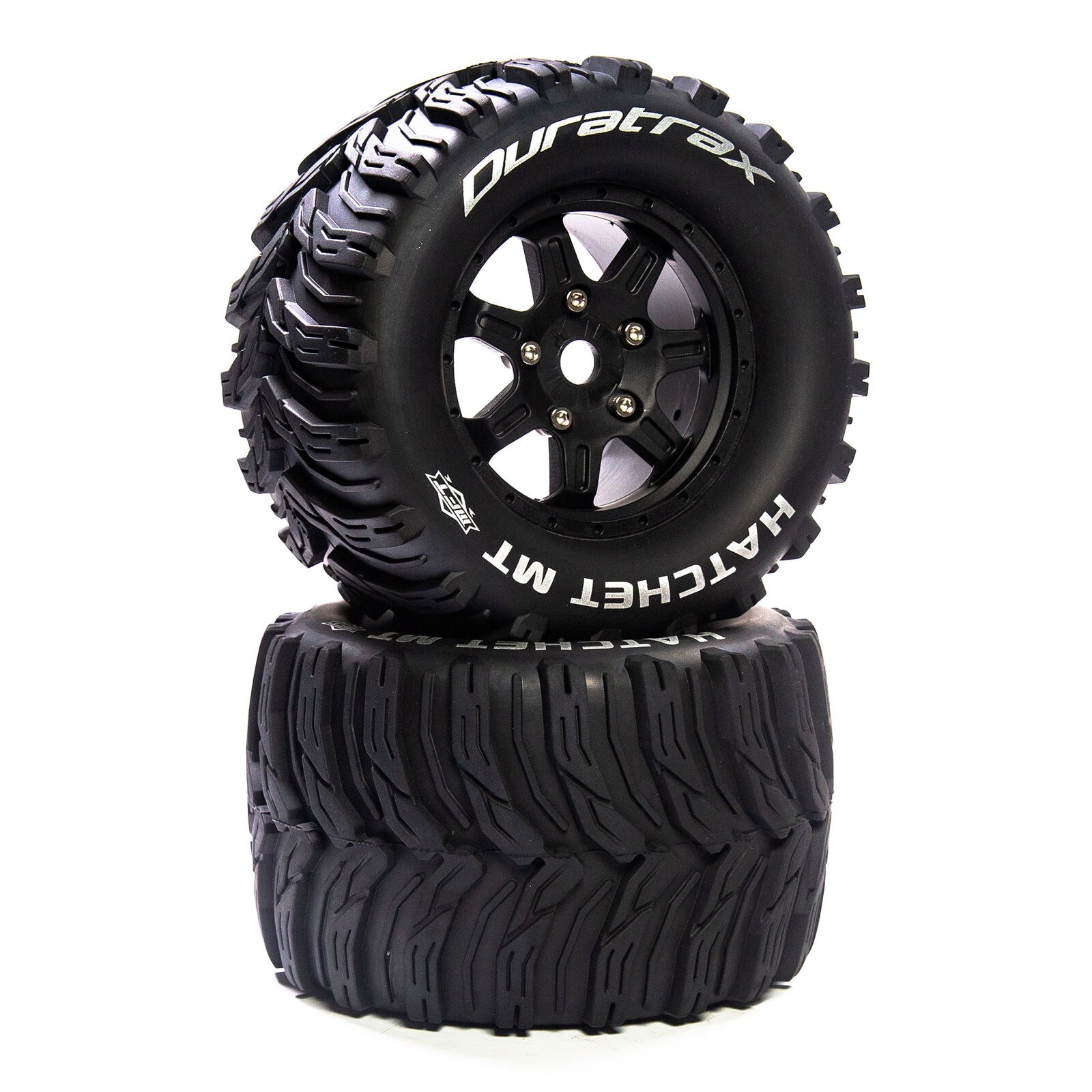 Hatchet MT Belt 3.8" Mounted Front/Rear Tires 0 Offset 17mm, Black (2)