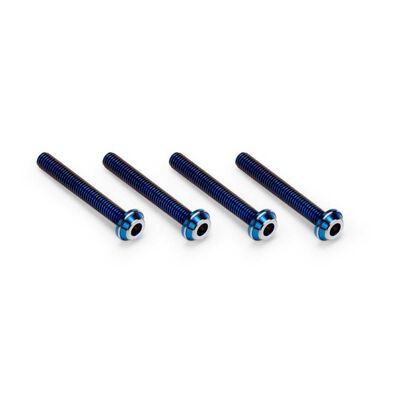 3x22mm Top Hat Titanium screw, burnt blue - 4pc 3x22mm Top Hat Titanium screw, burnt blue - 4pc