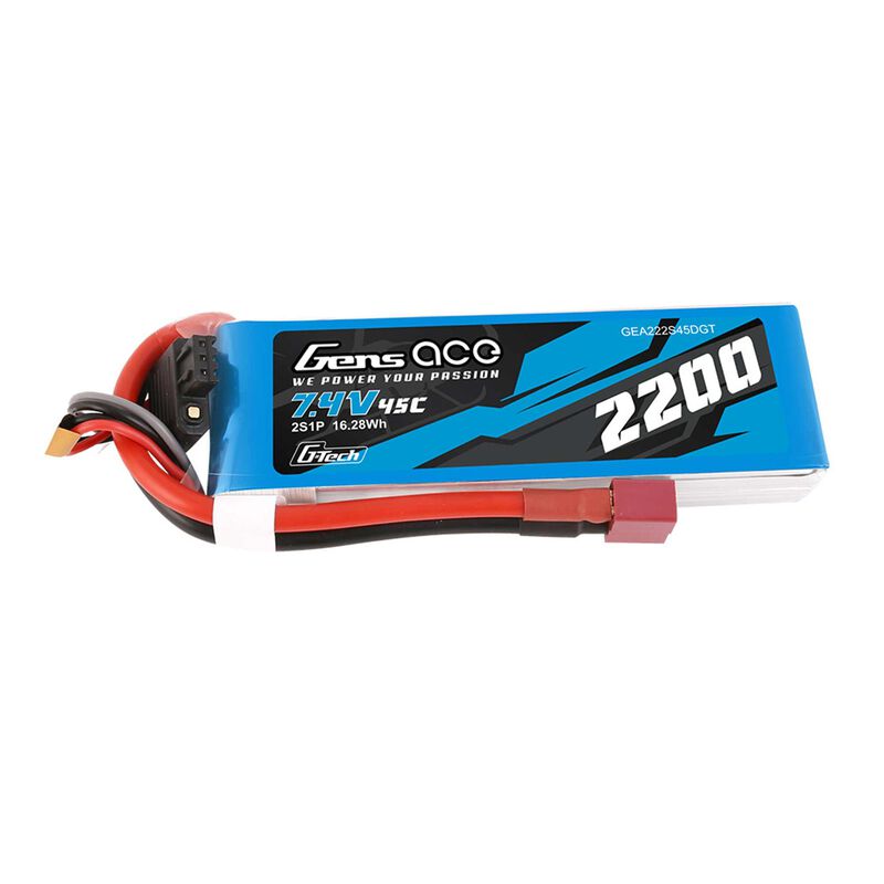 Batterie LiPo Gens Ace 2S 2200mAh 7,4V 30C – Connecteur XT60 – Pour Avion RC, Hélico Et Planeur – Série Soaring