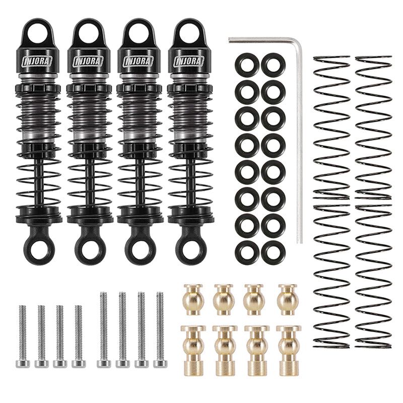 INJORA Aluminum 40mm Big Bore Shocks, Black, 1/24 Axial SCX24 (4)