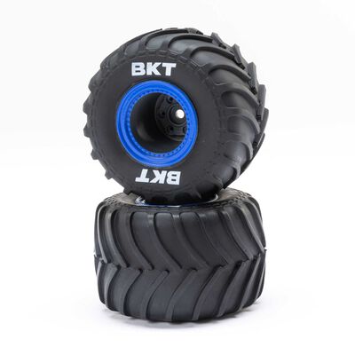 MT Tires, Blue Beadlock, Premount(2): Mini LMT MT Tires, Blue Beadlock, Premount(2): Mini LMT