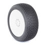 1/8 Catapult Soft Long Wear Pre-Mounted Tires, White EVO Wheels (2): Buggy