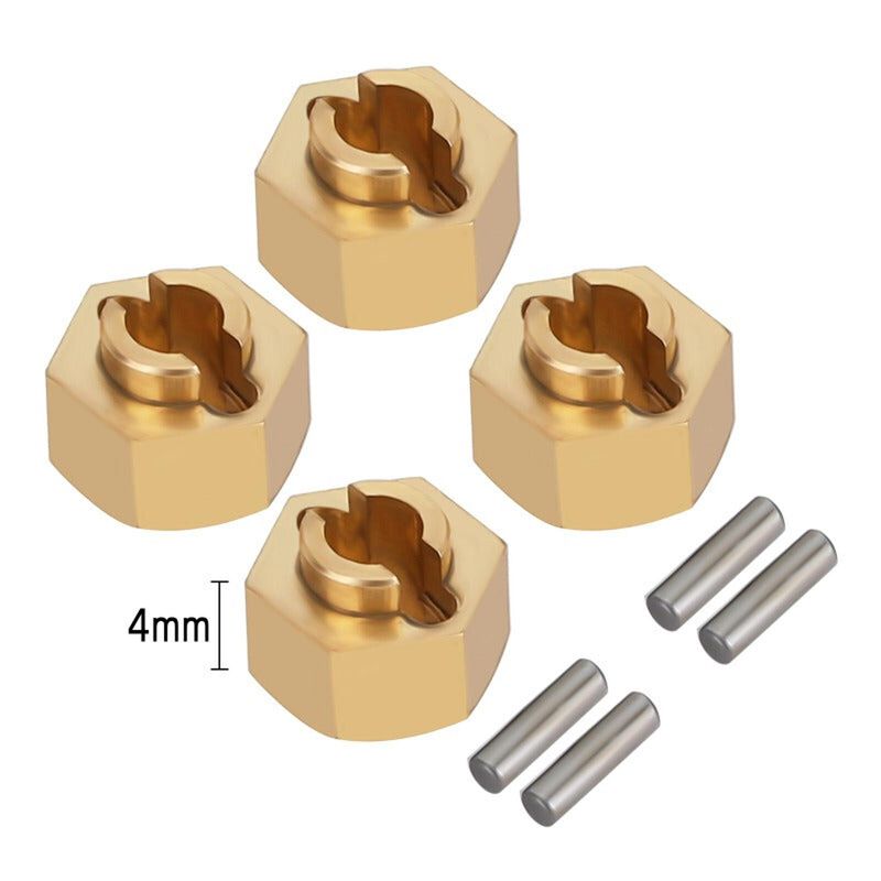 INJORA Brass 4mm Wheel Hexes, 1/24 Axial SCX24 (4)