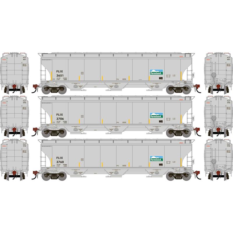 HO GEN Trinity 5161 Covered Hopper, FLIX 'FRA Reflectors' #3651/3706/3760 (3) HO GEN Trinity 5161 Covered Hopper, FLIX 'FRA Reflectors' #3651/3706/3760 (3)