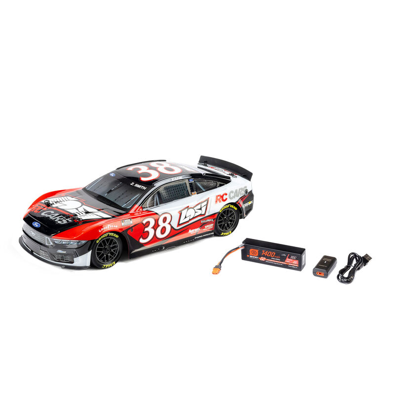 1/12 NASCAR RC Race Car Zane Smith No. 38 2026 Losi Ford Mustang 2S AWD RTR Brushed On-Road (Battery & Charger Included) 1/12 NASCAR RC Race Car Zane Smith No. 38 2026 Losi Ford Mustang 2S AWD RTR Brushed On-Road (Battery & Charger Included)