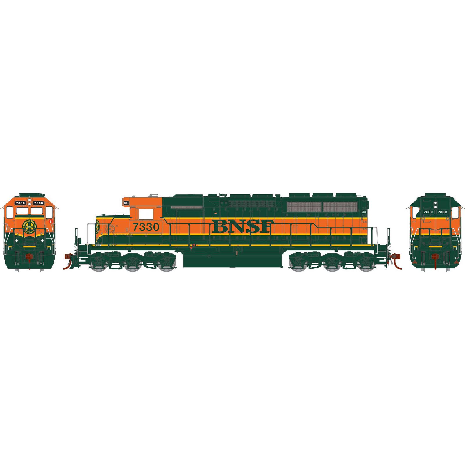 HO SD40-2 Locomotive, BNSF / Rebuilt #7330