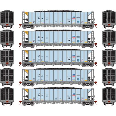HO Ortner 5-Bay Rapid Discharge Hopper, UP #94476 / 94479 / 94481 / 94487 / 94493 (5) HO Ortner 5-Bay Rapid Discharge Hopper, UP #94476 / 94479 / 94481 / 94487 / 94493 (5)