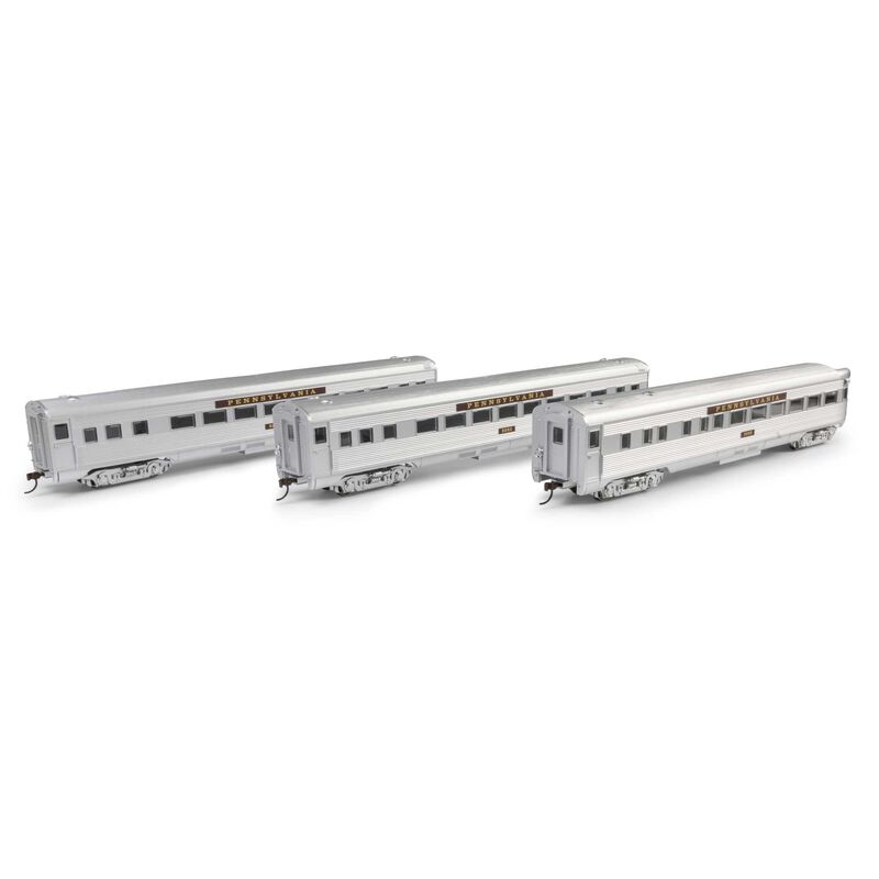 Roundhouse HO RND Streamline Cars, PRR Coach #5250/Coach #5255/Observation #3886 (3)