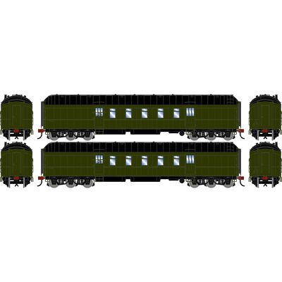 HO ATH 60' Pullman Common Standard Postal Car, Green Unlettered (2) HO ATH 60' Pullman Common Standard Postal Car, Green Unlettered (2)