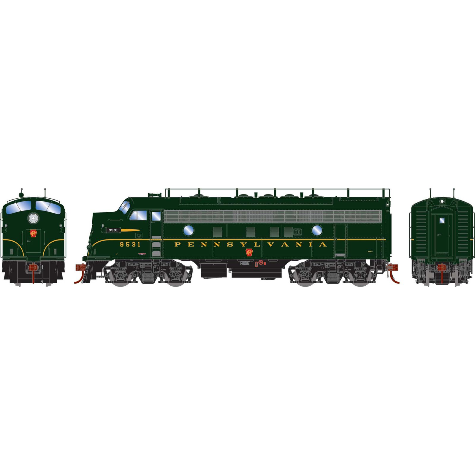 HO F3A Locomotive with DCC & Sound, PRR #9531A