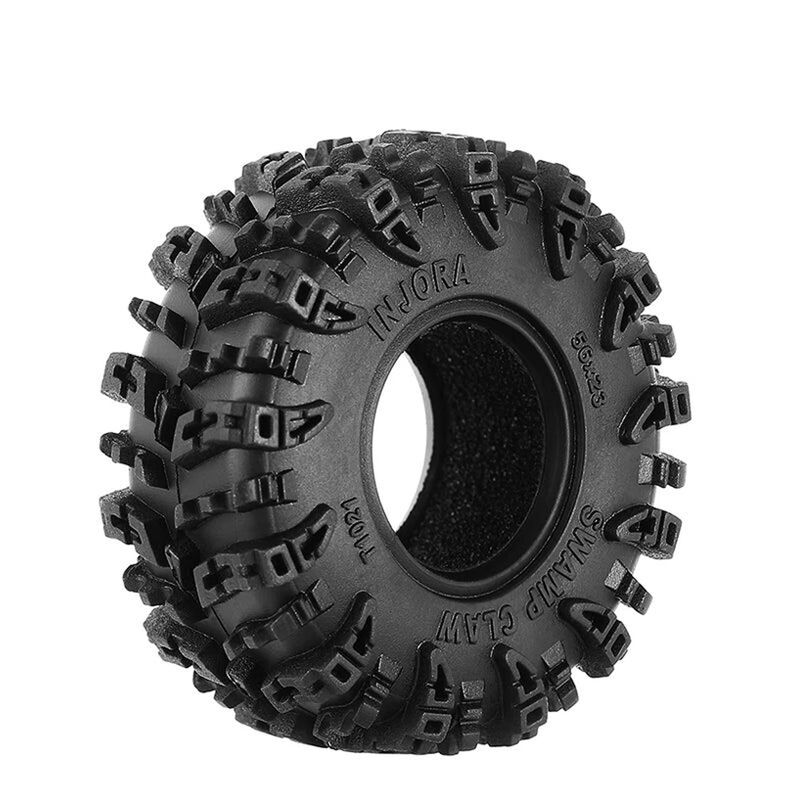 INJORA 1/24 Swamp Claw Front/Rear 1.0" (2.5" OD) Rock Crawler Tires & Inserts (4)