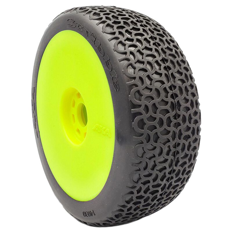 1/8 Scribble Super Soft Long Wear Pre-Mounted Tires, Yellow EVO Wheels (2): Buggy