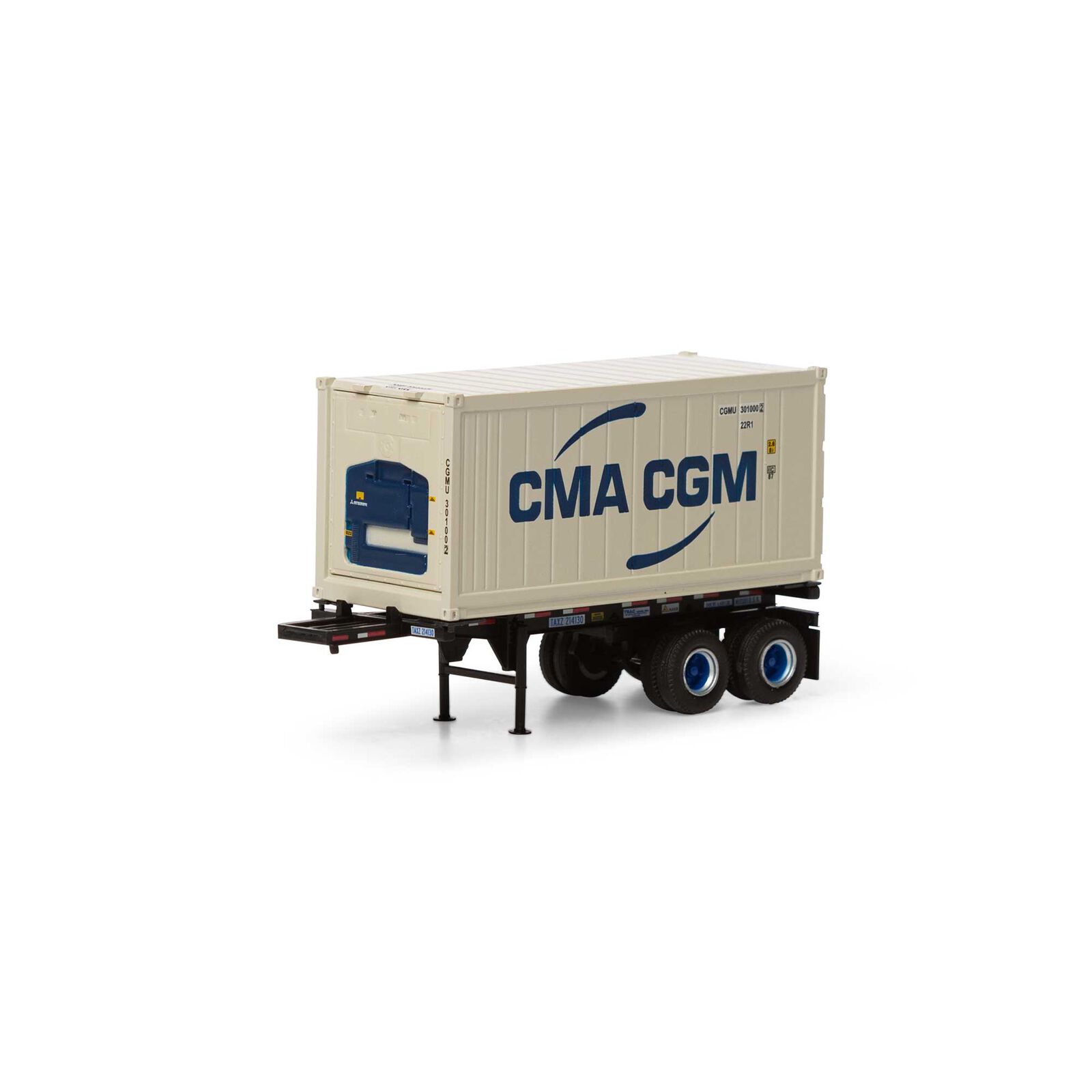 HO RTR 20' Chassis w Reefer Container CMA.CGM