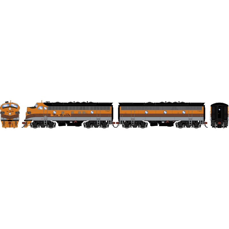 HO GEN F7A/F7B Locomotive, DRGW 'Aspen/Silver/Four Stripe' F7A- #5764 F7B- #5723