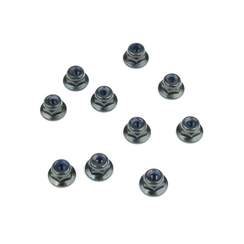 M3 Locknuts Flanged, Black (10)