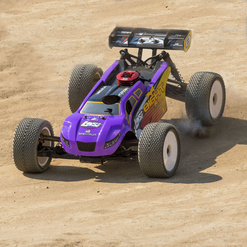 Losi 1/8 8IGHT-T 4X4 Nitro Truggy RTR, Purple/Yellow | Horizon Hobby