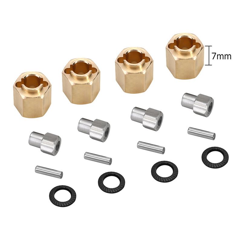 INJORA 7mm Brass Wheels Hexes, 1/18 Traxxas TRX-4M (4)