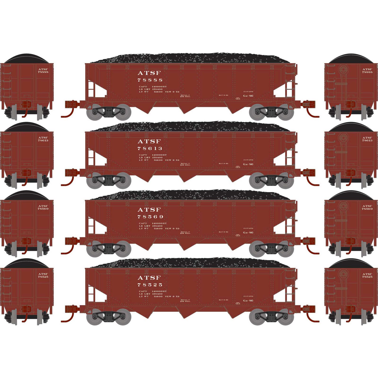 N 40' Offset Coal Hopper with Load, ATSF #1 (4)