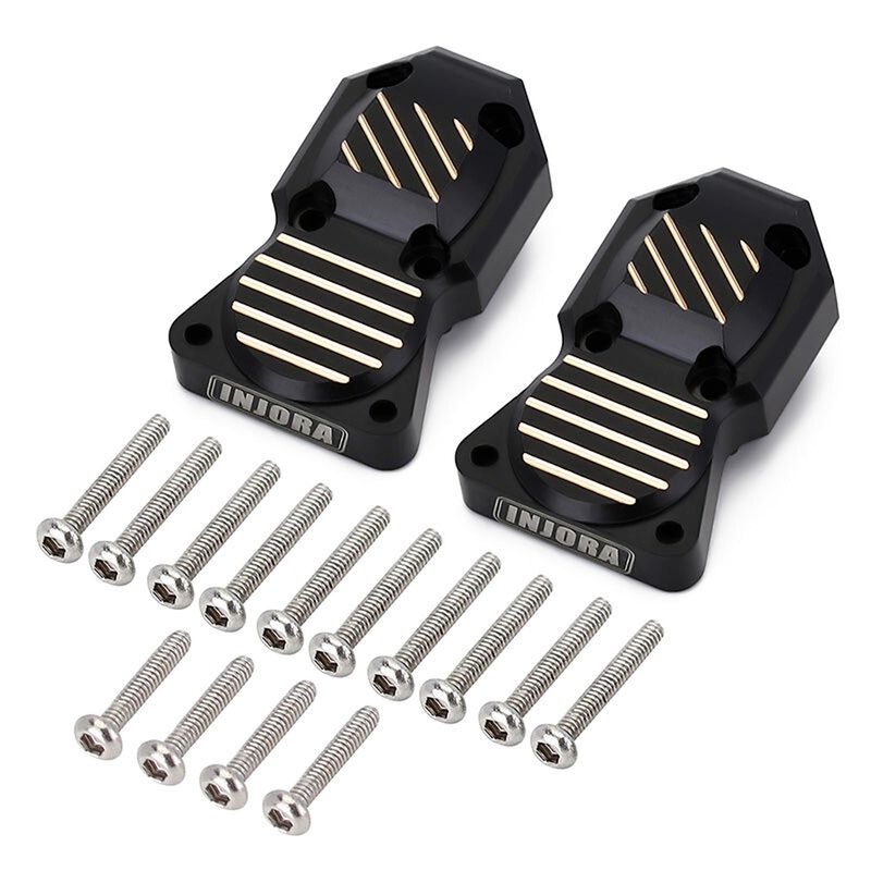 INJORA Brass Differential Covers, Black, 1/24 Axial SCX24/ AX24 (2)