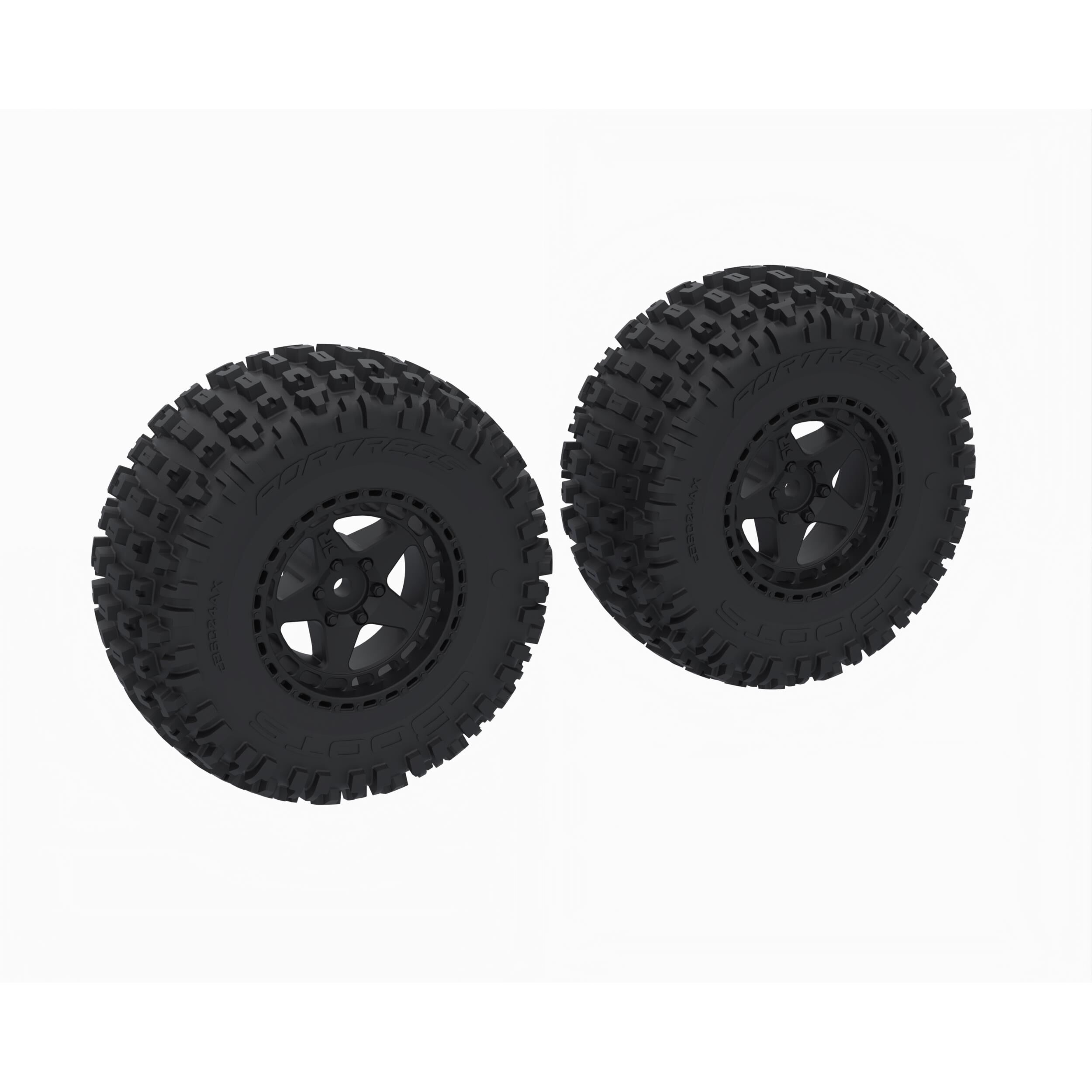 ARRMA DBoots 'Fortress' Reifenset – 4 Reifen Geklebt, Schwarz, Für Offroad-Modelle, Belüftet