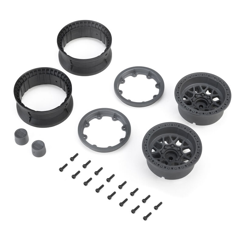 Axial 1.9" KMC Grenede Beadlock Wheels, Gray (2)