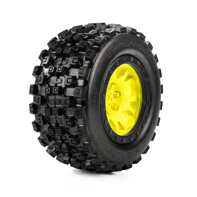 Pro-Line Racing 1/5 Limited Edition Badlands MX43 Pro-Loc Front/Rear Tires Mounted 24mm Yellow/Black Impulse (2): X-MAXX
