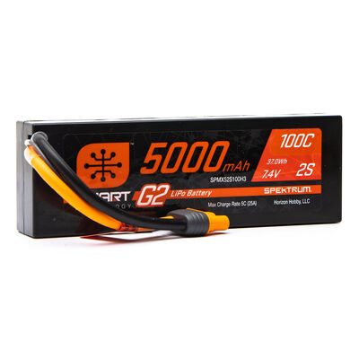 7.4V 5000mAh 2S 100C Smart G2 Hardcase LiPo Battery: IC3 7.4V 5000mAh 2S 100C Smart G2 Hardcase LiPo Battery: IC3