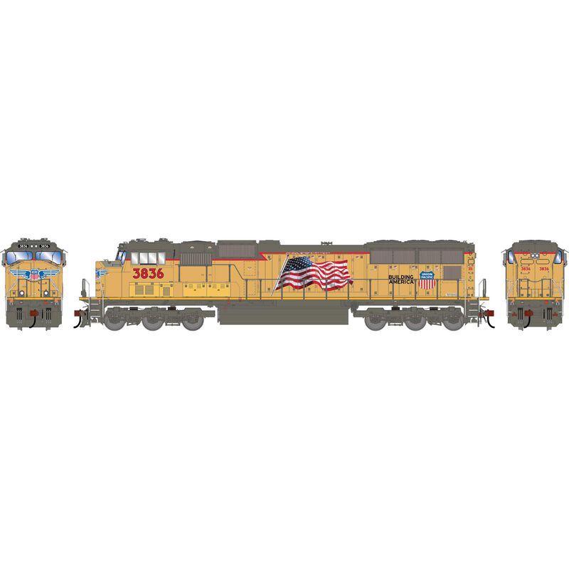 Athearn Genesis HO GEN SD70M Locomotive, Primed For Grime UP 'Flared Radiators & PTC' #3836