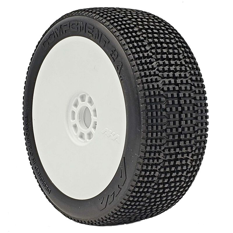 1/8 2AB Super Soft Long Wear Pre-Mounted Tires, White EVO Wheels (2): Buggy