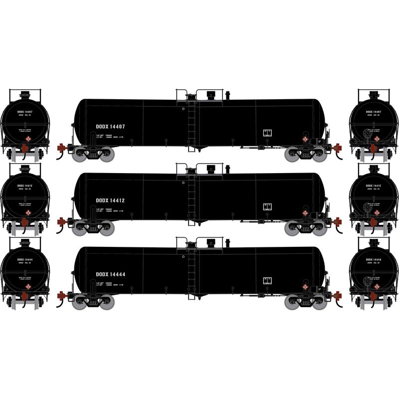 HO ATH 30K Ethanol Tank Car, DODX #14407/14412/14444 (3) HO ATH 30K Ethanol Tank Car, DODX #14407/14412/14444 (3)
