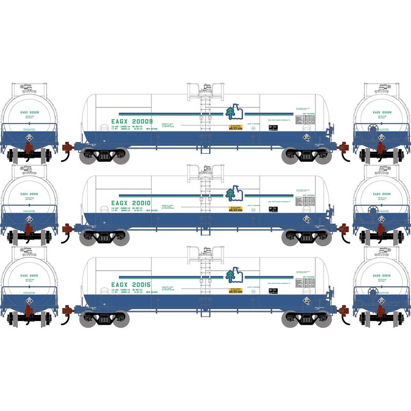 HO ATH RTC 20,900 Gallon Tank Car, EAGX #20009/20010/20015 (3) HO ATH RTC 20,900 Gallon Tank Car, EAGX #20009/20010/20015 (3)