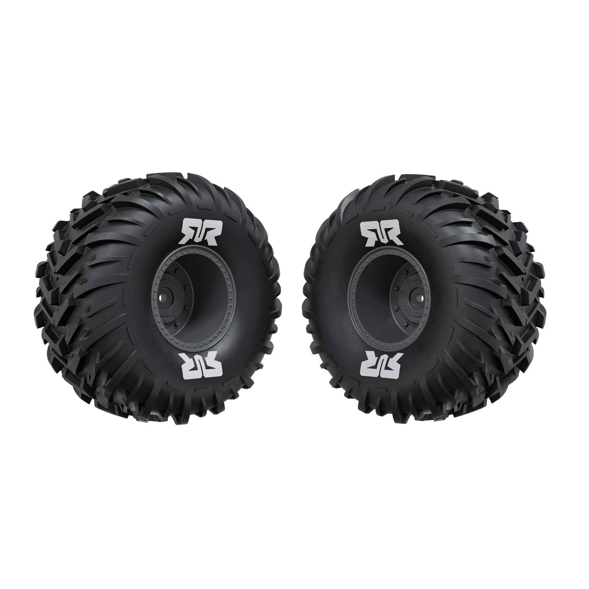ARRMA ARRMA dBoots Cut Chevron MT Tire Set Glued, Gun metal
