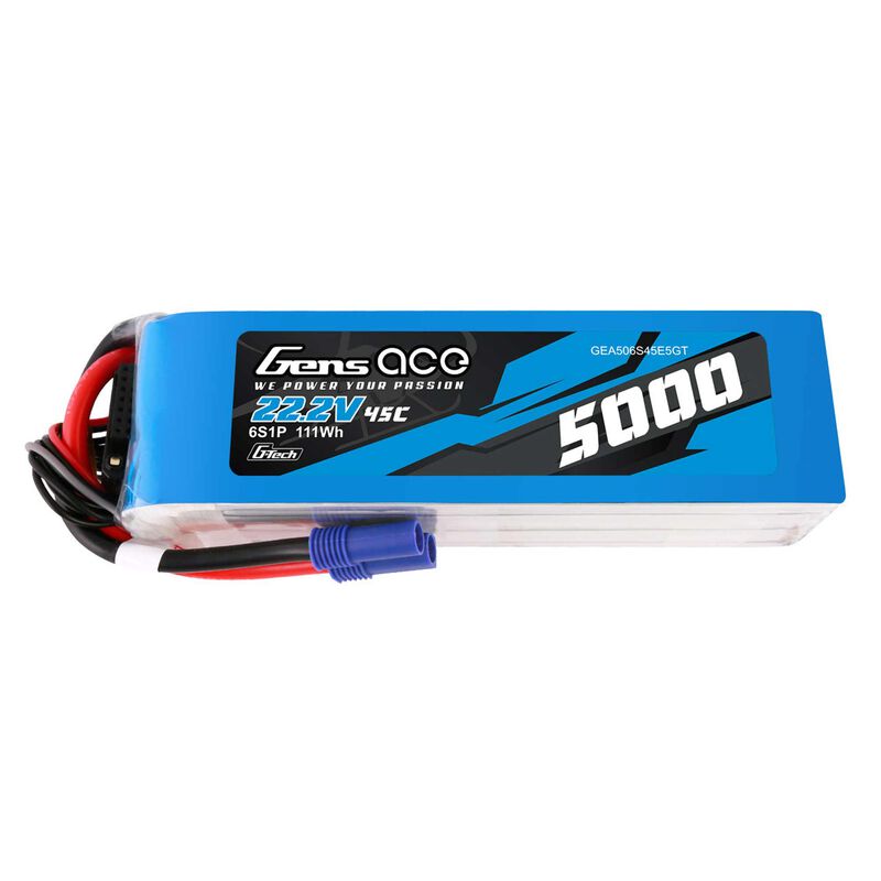 22.2V 5000mAh 6S 45C G-Tech Lipo Battery: EC5