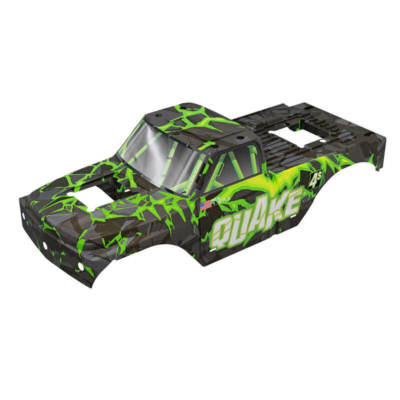 ARRMA QUAKE 4S Brushless Clipless Painted Decalled Trimmed Body, Black/Green