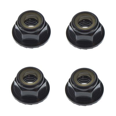 M5 Locknuts Aluminum Flanged Serrated, Black (4) M5 Locknuts Aluminum Flanged Serrated, Black (4)