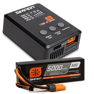 Smart Powerstage Surface Bundle: 5000mAh 2S 50C LiPo Battery (IC5) / 100W S100 Charger Smart Powerstage Surface Bundle: 5000mAh 2S 50C LiPo Battery (IC5) / 100W S100 Charger