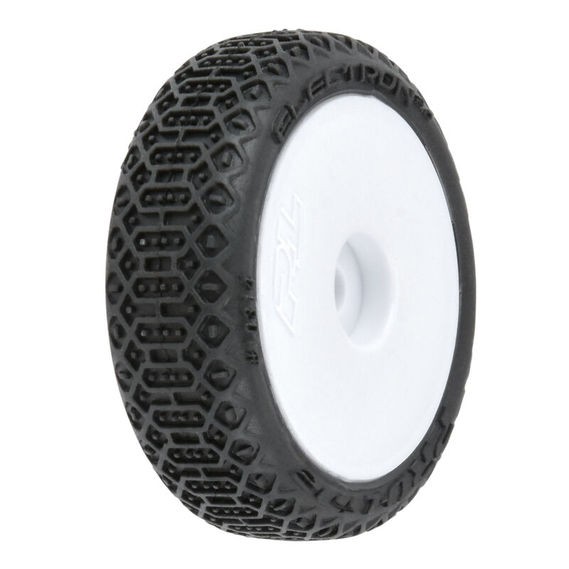 1/24 Electron 2.0 Buggy F/R Tires Mounted 7mm White (4): Micro-B