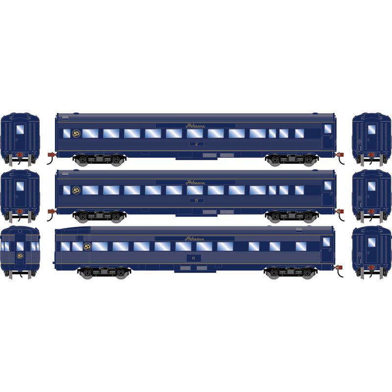 HO RND Streamline Cars, ATHX #2 Coah; #4 Coach; #6 Observation 80th Anniversary Limited Edition (3)