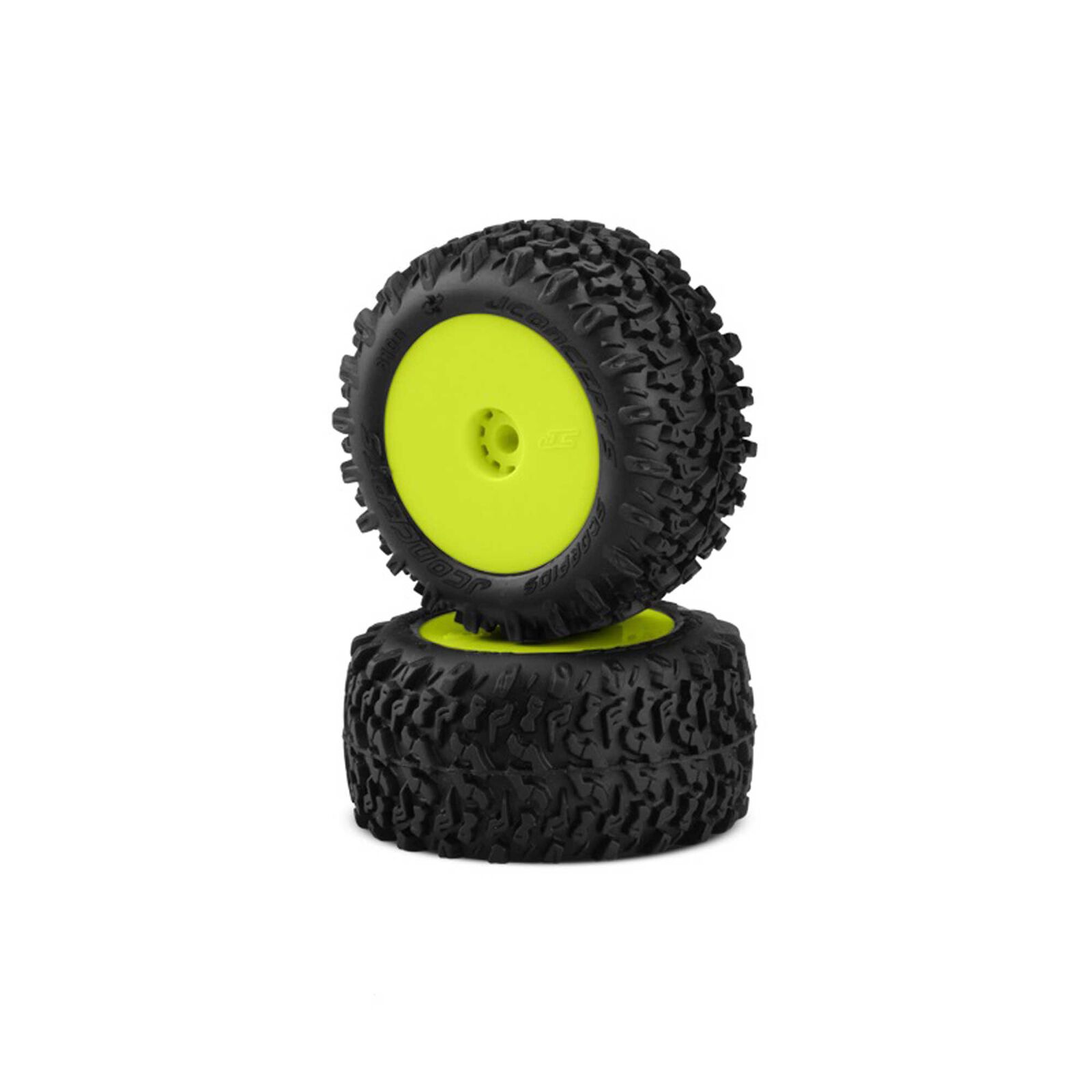 1/16 Scorpios Pre-Mounted Mini-T/ Mini-B Tires, Yellow Wheels, Green Compound (2)