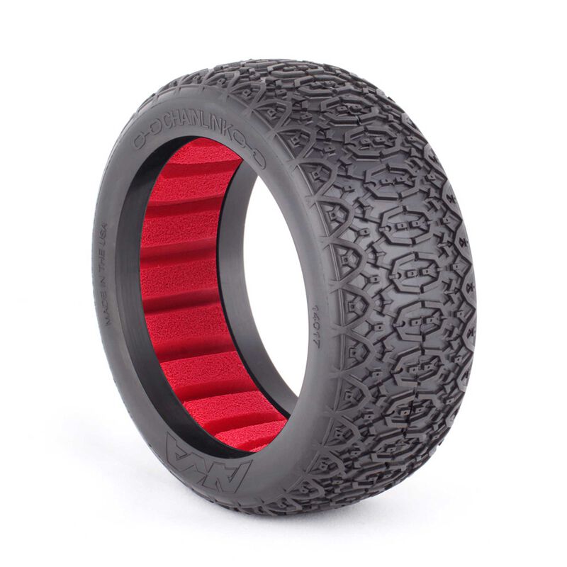 1/8 Chain Link Clay Tires, Red Inserts (2): Buggy