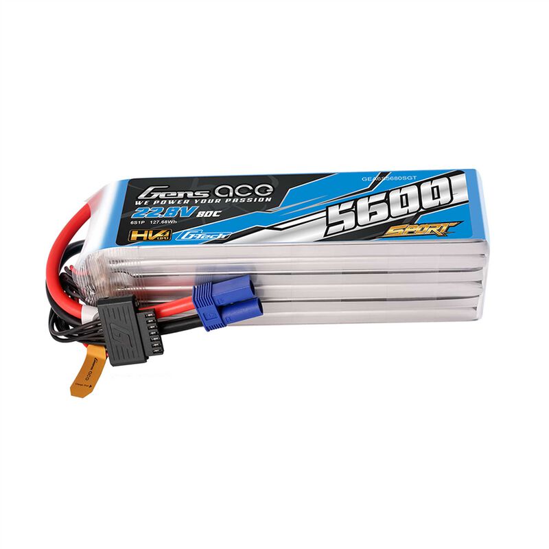 22.8V 5600mAh 6S 80C G-Tech LiHV Battery: EC5