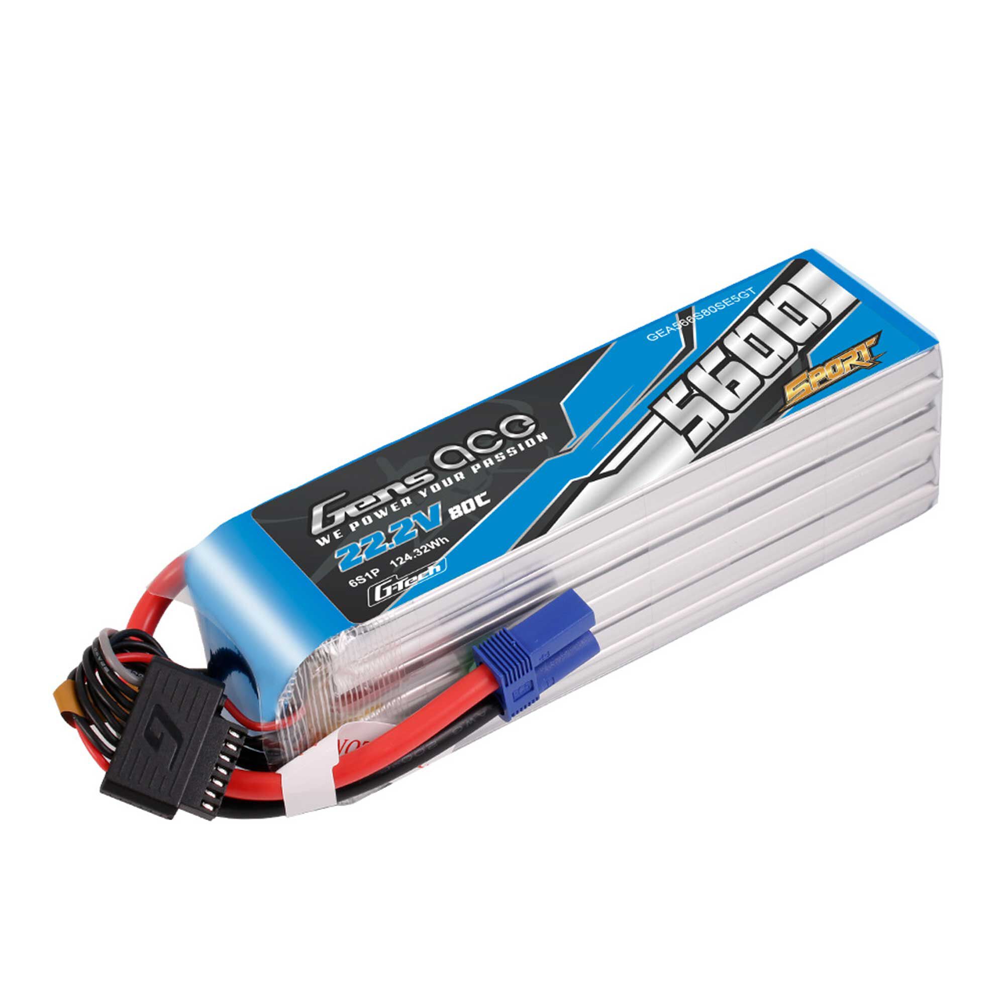 Gens ace Gens ace 22.2V 5600mAh 6S 80C G-Tech LiPo Battery: EC5