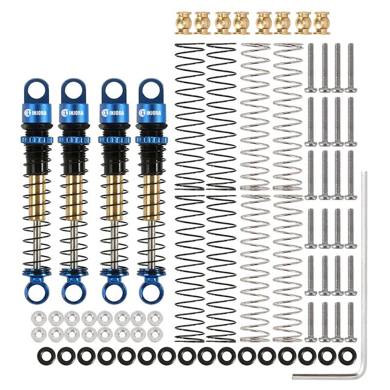 INJORA Aluminum 43mm Threaded Oil Shocks, Blue, 1/24 Axial SCX24 (4)