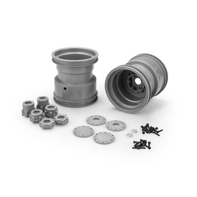 1/10 Tribute 73's 3.2 x 3.6" Monster Truck Wheels w/ Adapters, Silver (2) 1/10 Tribute 73's 3.2 x 3.6" Monster Truck Wheels w/ Adapters, Silver (2)