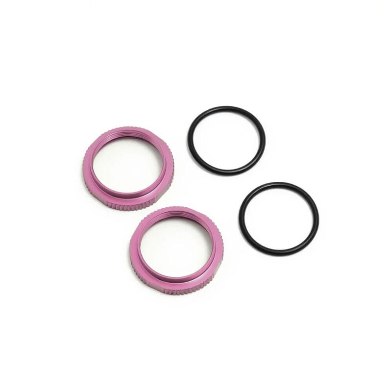 TEKNO RC LLC Aluminum Shock Adjustment Nuts & O-Rings, Pink (2)
