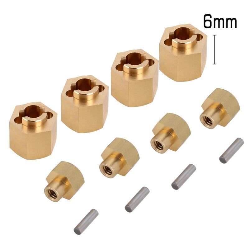 INJORA Brass 6mm Wheel Hexes, 1/24 Axial SCX24 (4)