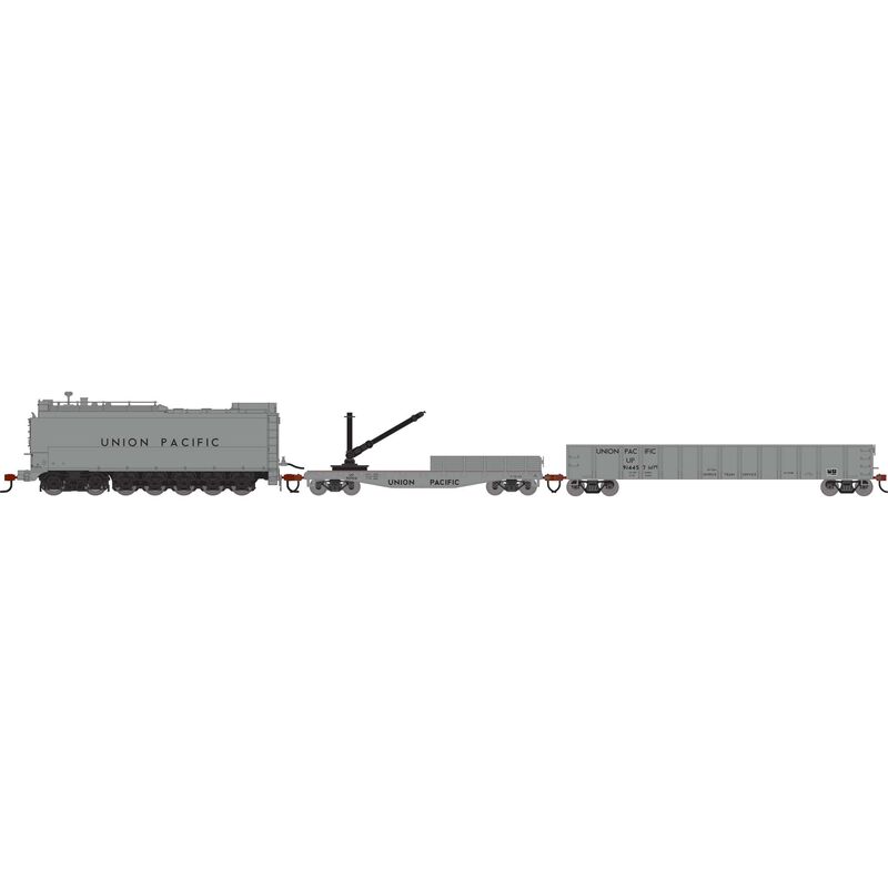 HO MOW Set, UP Fuel Oil Tank Car #900075/Derrick Car #900016/52' Mill Gondola #914457 (3) HO MOW Set, UP Fuel Oil Tank Car #900075/Derrick Car #900016/52' Mill Gondola #914457 (3)