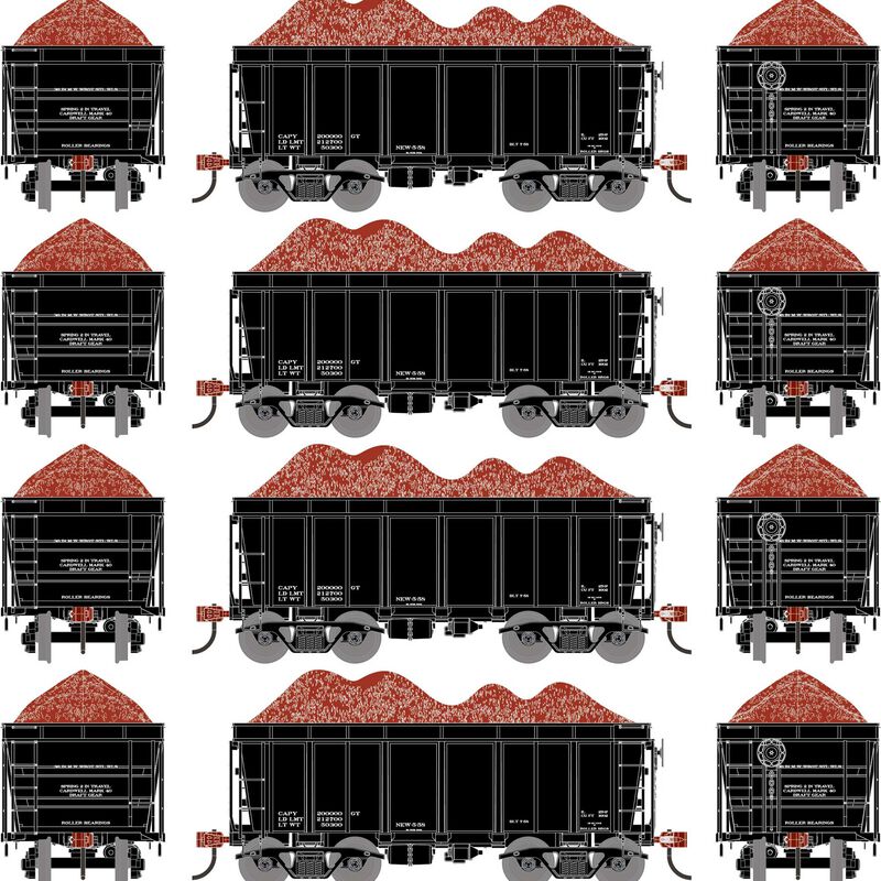 HO 26' PC&F Ore Car Tight-Bottom High Side with Load, Data Only Black (4) HO 26' PC&F Ore Car Tight-Bottom High Side with Load, Data Only Black (4)