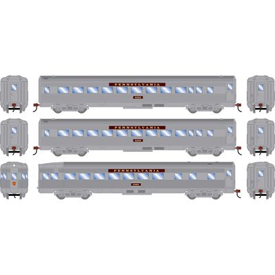 HO RND Streamline Cars, PRR Coach #5250/Coach #5255/Observation #3886 (3) HO RND Streamline Cars, PRR Coach #5250/Coach #5255/Observation #3886 (3)